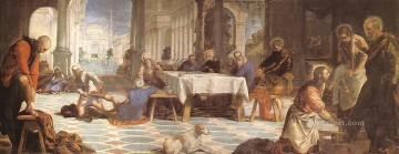 Tintoretto Painting - Cristo lavando los pies de sus discípulos Tintoretto del Renacimiento italiano